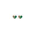 Elegant Gold Plated Heart Studs With Emerald Green Teardrop Crystal And Rhinestone Pave Earrings view 5