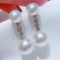 European American Style Faux Pearl Long Drop Earrings With Rhinestones Elegant Bead Jewelry view 4
