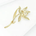 Copper Zircon Magnolia Flower Brooch Pin For Women's Clothing Accessories view 4