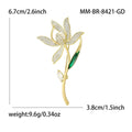 Copper Zircon Magnolia Flower Brooch Pin For Women's Clothing Accessories view 5