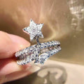 Micro Paved Five Point Star Ring For Women, Fresh European Fashion Engagement Finger Ring view 2