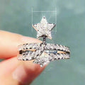 Micro Paved Five Point Star Ring For Women, Fresh European Fashion Engagement Finger Ring view 5