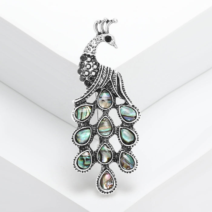 Alloy Shell Peacock Brooch Pin For Vintage Animal Clothing Accessories