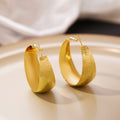 Luxury Wide Curved Domed Alloy Hoop Earrings, 18K Gold Plated Smooth Metal Statement Earrings view 4