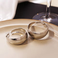 Luxury Wide Curved Domed Alloy Hoop Earrings, 18K Gold Plated Smooth Metal Statement Earrings view 3