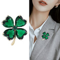 Alloy Crystal Four Leaf Clover Brooch For Suits Coats And Sweaters view 3