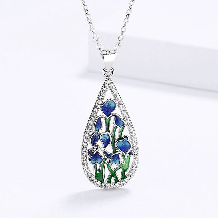 Pastoral Flower Pendant Sweater Necklace For Women, Handmade Enamel Resin Party Jewelry