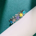 Colorful Enamel Star Ring, Cute Delicate Full Band Five Pointed Star Women's Finger Ring view 4