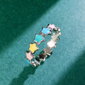 Colorful Enamel Star Ring, Cute Delicate Full Band Five Pointed Star Women's Finger Ring view 1
