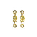 Luxury Gold Alloy Wrinkled Circle Chain Tassel Stud Earrings For Women Statement Long Drop Earrings view 5