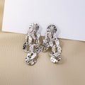 Luxury Gold Alloy Wrinkled Circle Chain Tassel Stud Earrings For Women Statement Long Drop Earrings view 4
