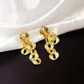 Luxury Gold Alloy Wrinkled Circle Chain Tassel Stud Earrings For Women Statement Long Drop Earrings view 3