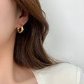 Gold Plated Metal Crinkled Circle Hoop Earrings Geometric Light Luxury Fashion Jewelry view 2