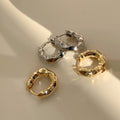 Gold Plated Metal Crinkled Circle Hoop Earrings Geometric Light Luxury Fashion Jewelry view 1