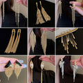 Metal Geometric Chain Tassel Drop Earrings, Long Statement Stud Style Fashion Jewelry view 1