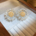 Korean Fresh Transparent Acrylic Sunflower Flower Stud Earrings With Silver Pins view 1