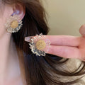 Korean Fresh Transparent Acrylic Sunflower Flower Stud Earrings With Silver Pins view 2