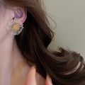 Korean Fresh Transparent Acrylic Sunflower Flower Stud Earrings With Silver Pins view 4