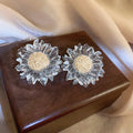 Korean Fresh Transparent Acrylic Sunflower Flower Stud Earrings With Silver Pins view 3