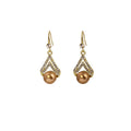 Elegant Champagne Pearl Geometric Teardrop Rhinestone Gold Alloy Dangle Earrings for Women Luxury Earrings view 5