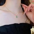 Light Luxury Stainless Steel Oval Cat Eye Stone Beaded Collarbone Necklace view 2