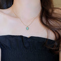 Light Luxury Stainless Steel Oval Cat Eye Stone Beaded Collarbone Necklace view 4
