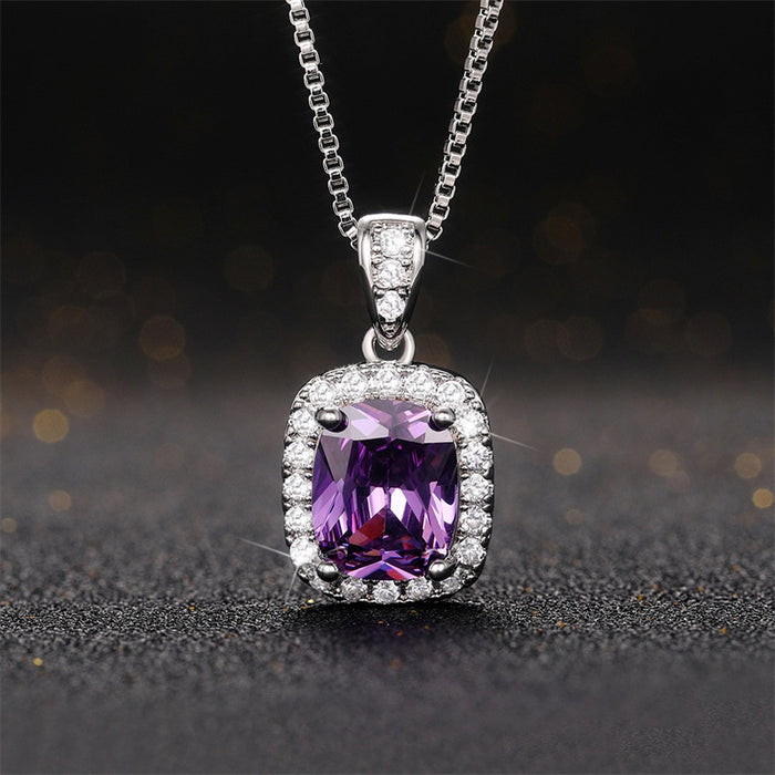 Fashion Imitation Colored Gemstone Zircon Pendant Necklace Jewelry Supply