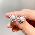 Zircon Snowflake Imitation Pearl Stud Earrings For Women Fresh Trendy Fashion Jewelry view 6