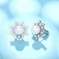 Zircon Snowflake Imitation Pearl Stud Earrings For Women Fresh Trendy Fashion Jewelry view 4