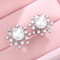 Zircon Snowflake Imitation Pearl Stud Earrings For Women Fresh Trendy Fashion Jewelry view 3