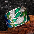 Cross Border Best Selling Unisex Ring, Colorful Faux Enamel Resin Leaf Ring, Fashion Jewelry view 4