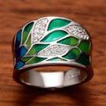 Cross Border Best Selling Unisex Ring, Colorful Faux Enamel Resin Leaf Ring, Fashion Jewelry view 1