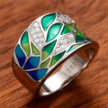Cross Border Best Selling Unisex Ring, Colorful Faux Enamel Resin Leaf Ring, Fashion Jewelry view 2