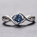 Wave Shape Blue Diamond Zircon Ring For Women Niche Luxury Fashion Statement Index Finger Ring view 2