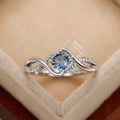 Wave Shape Blue Diamond Zircon Ring For Women Niche Luxury Fashion Statement Index Finger Ring view 5