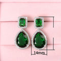 European American Classic Teardrop Earrings, Micro Pave Emerald Pear Zircon Long Bridal Dangle Earrings view 5
