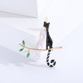 Cute Alloy Enamel Black And White Cat Brooch For Clothing view 3