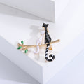 Cute Alloy Enamel Black And White Cat Brooch For Clothing view 2