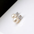 Elegant Women's Simulated Pearl And Single Zircon Stud Earrings, Fashion Dinner Party Jewelry view 4
