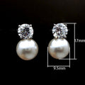 Elegant Women's Simulated Pearl And Single Zircon Stud Earrings, Fashion Dinner Party Jewelry view 5