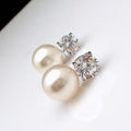 Elegant Women's Simulated Pearl And Single Zircon Stud Earrings, Fashion Dinner Party Jewelry view 3