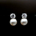Elegant Women's Simulated Pearl And Single Zircon Stud Earrings, Fashion Dinner Party Jewelry view 2