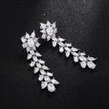 Luxury Rhinestone Leaf Tassel Earrings Long Wheat Zircon Drop Earrings For Romantic Wedding view 4