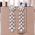Luxury Rhinestone Leaf Tassel Earrings Long Wheat Zircon Drop Earrings For Romantic Wedding view 5