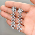 Luxury Rhinestone Leaf Tassel Earrings Long Wheat Zircon Drop Earrings For Romantic Wedding view 2