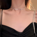 Copper Zircon Curved Line Choker Necklace Korean Style Geometric Clavicle Jewelry view 3