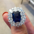 Brilliant Blue Zircon Ring For Women, Luxury Full Paved Inlaid Statement Finger Jewelry view 1