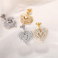 Sparkling Heart Full Zirconia Drop Earrings For Women, Versatile Sweetheart Ear Jewelry view 3