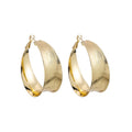 Elegant Brushed Alloy C Shape Oversized Hoop Studs Geometric Textured Luxury Statement Earrings view 5