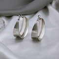 Elegant Brushed Alloy C Shape Oversized Hoop Studs Geometric Textured Luxury Statement Earrings view 4